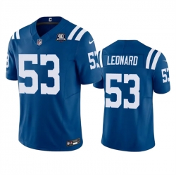 Men Indianapolis Colts 53 Shaquille Leonard Blue 2023 F U S E 40th Anniversary Vapor Untouchable Stitched Football Jersey