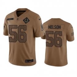 Men Indianapolis Colts 56 Quenton Nelson 2023 Brown Salute To Sertvice Stitched Football Jersey