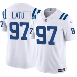 Men Indianapolis Colts 97 Laiatu Latu White 2024 Draft F U S E  Vapor Limited Stitched Football Jersey