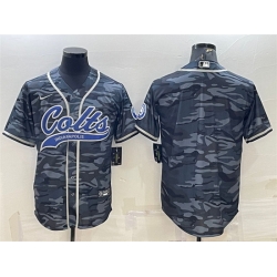 Men Indianapolis Colts Blank Grey Camo With Patch Cool Base Stitched Baseball Jersey