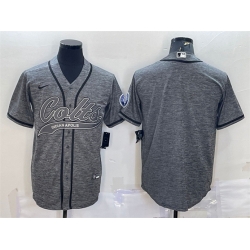 Men Indianapolis Colts Blank Grey With Patch Cool Base Stitched Baseball Jersey