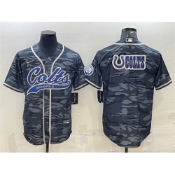 Men Indianapolis Colts Grey Camo Team Big Logo With Patch Cool Base Stitched Baseball Jersey
