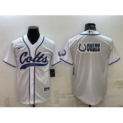 Men Indianapolis Colts White Team Big Logo With Patch Cool Base Stitched Baseball Jersey