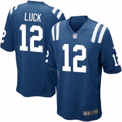 Men Nike Indianapolis Colts 12 Andrew Luck Game Royal Blue Team Color NFL Jersey