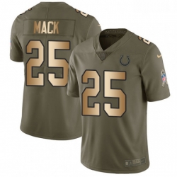 Men Nike Indianapolis Colts 25 Marlon Mack Limited OliveGold 2017 Salute to Service NFL Jersey