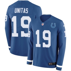 Nike Colts 19 Johnny Unitas Royal Blue Team Color Men s Stitched NFL Limited Therma Long Sleeve Jersey