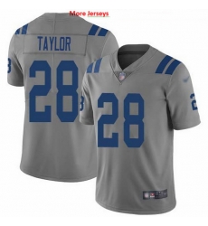 Nike Colts 28 Jonathan Taylor Gray Men Stitched NFL Limited Inverted Legend Jersey
