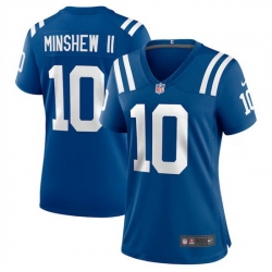 Women Indianapolis Colts 10 Gardner Minshew Blue 2023 Draft Stitched Game Jersey 28Run Small 29