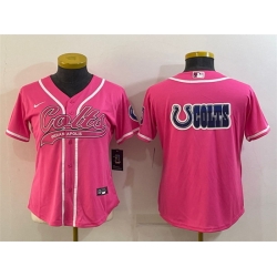 Women Indianapolis Colts Team Big Logo Pink With Patch Cool Base Stitched Baseball Jersey