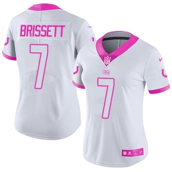 Womens Nike Colts #7 Jacoby Brissett White Pink  Stitched NFL Limited Rush Fashion Jersey