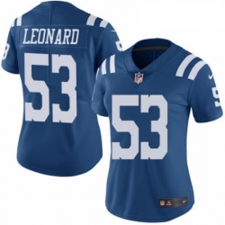 Womens Nike Indianapolis Colts 53 Darius Leonard Limited Royal Blue Rush Vapor Untouchable NFL Jersey