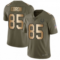 Youth Nike Indianapolis Colts 85 Eric Ebron Limited OliveGold 2017 Salute to Service NFL Jersey