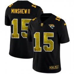 Jacksonville Jaguars 15 Gardner Minshew II Men Black Nike Golden Sequin Vapor Limited NFL Jersey
