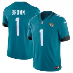 Men Jacksonville Jaguars  1 Montaric Brown Teal 2026 F U S E  Vapor Untouchable Limited Stitched Jersey