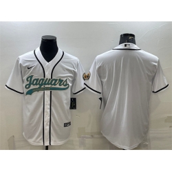 Men Jacksonville Jaguars Blank White With Patch Cool Base Stitched Baseball Jersey