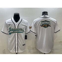 Men Jacksonville Jaguars White Team Big Logo With Patch Cool Base Stitched Baseball Jersey