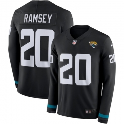 Men Jaguars #20 Jalen Ramsey Black Team Color Men Stitched NFL Limited Therma Long Sleeve Jersey