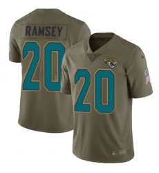 Nike Jaguars #20 Jalen Ramsey Olive Mens Stitched NFL Limited 2017 Salute to Service Jersey