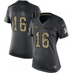 Nike Jaguars #16 Denard Robinson Black Womens Stitched NFL Limited 2016 Salute to Service Jersey