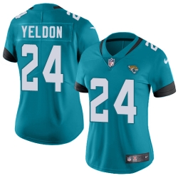 Nike Jaguars #24 T J Yeldon Teal Green Team Color Womens Stitched NFL Vapor Untouchable Limited Jersey