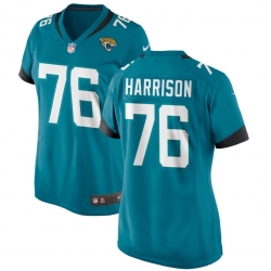 Women Jacksonville Jaguars 76 Anton Harrison Teal 2023 Draft Stitched Jersey