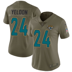 Womens Nike Jaguars #24 T J Yeldon Olive  Stitched NFL Limited 2017 Salute to Service Jersey