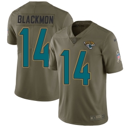 Youth Nike Jaguars #14 Justin Blackmon Olive Stitched NFL Limited 2017 Salute to Service Jersey