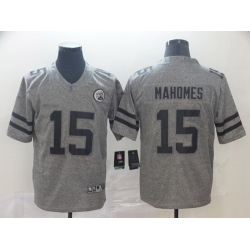 Chiefs 15 Patrick Mahomes Gray Mens Stitched Football Limited Gridiron Gray Jersey