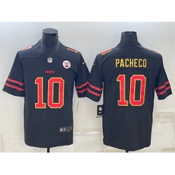 Men Kansas City Chiefs 10 Isiah Pacheco Black Red Gold Vapor Untouchable Limited Stitched Jersey