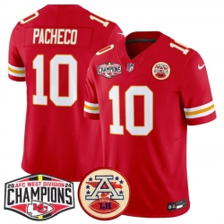 Men Kansas City Chiefs 10 Isiah Pacheco Red F U S E  2024 AFC West Division Champions Vapor Limited Stitched Football Jersey