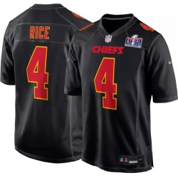Men Kansas City Chiefs 4 Rashee Rice Black 2024 Super Bowl LVIII Patch Limited Stitched Game Jersey