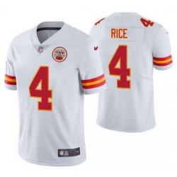 Men   Kansas City Chiefs 4 Rashee Rice White Vapor Untouchable Limited Stitched Football Jersey