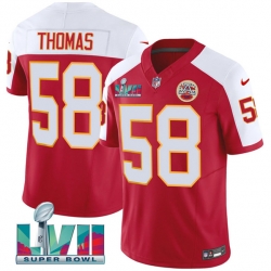 Men   Kansas City Chiefs 58 Derrick Thomas Red 2023 F U S E  With Super Bowl LVII Patch Vapor Untouchable Limited Stitched Jersey