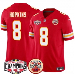 Men Kansas City Chiefs 8 DeAndre Hopkins Red F U S E  2024 AFC West Division Champions Vapor Limited Stitched Football Jersey