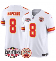 Men Kansas City Chiefs 8 DeAndre Hopkins White F U S E  2024 AFC West Division Champions Vapor Limited Stitched Football Jersey