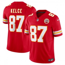 Men   Kansas City Chiefs 87 Travis Kelce Red 2023 F U S E  Vapor Untouchable Limited Stitched Jersey