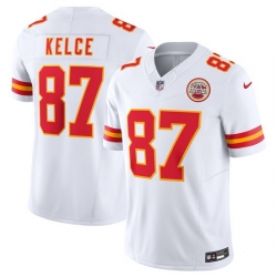 Men   Kansas City Chiefs 87 Travis Kelce White 2023 F U S E  Vapor Untouchable Limited Stitched Jersey