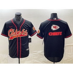 Men Kansas City Chiefs Black Team Big Logo With Patch Cool Base Stitched Baseball Jersey