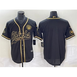 Men Kansas City Chiefs Blank Black Gold Cool Base Stitched Baseball Jersey