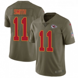 Men Nike Kansas City Chiefs 11 Alex Smith Limited Olive 2017 Salute to Service NFL Jersey