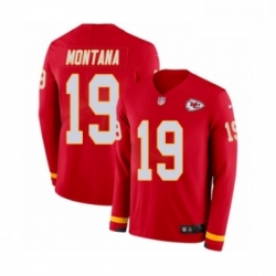 Men Nike Kansas City Chiefs 19 Joe Montana Limited Red Therma Long Sleeve NFL Jersey