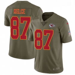 Men Nike Kansas City Chiefs 87 Travis Kelce Limited Olive 2017 Salute to Service NFL Jersey