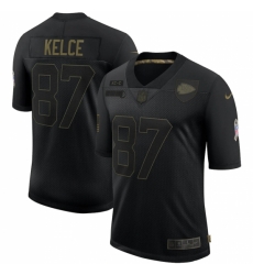 Men's Kansas City Chiefs #87 Travis Kelce Black Nike 2020 Salute To Service Limited Jersey