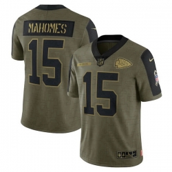 Men's Kansas City Chiefs Patrick Mahomes Nike Olive 2021 Salute To Service Limited Player Jersey