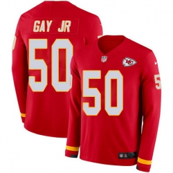 Nike Chiefs 50 Willie Gay Jr  Red Team Color Men Stitched NFL Limited Therma Long Sleeve Jersey