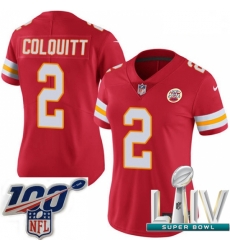 2020 Super Bowl LIV Women Nike Kansas City Chiefs #2 Dustin Colquitt Red Team Color Vapor Untouchable Limited Player NFL Jersey