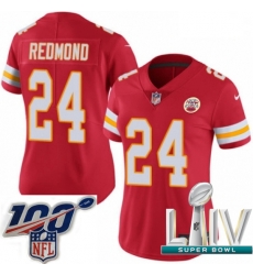 2020 Super Bowl LIV Women Nike Kansas City Chiefs #24 Will Redmond Red Team Color Vapor Untouchable Limited Player NFL Jersey