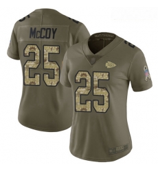 Chiefs #25 LeSean McCoy Olive Camo Women Stitched Football Limited 2017 Salute to Service Jersey