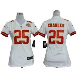 Women Nike Kansas City Chiefs 25# Jamaal Charles White Nike NFL Jerseys