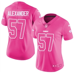 Womens Nike Chiefs #57 D J Alexander Pink  Stitched NFL Limited Rush Fashion Jersey